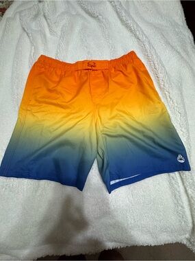 Men's Gradient Orange to Blue Swim Trunks
